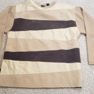 Koman Sport Sweater Leather Suede Patchwork Tan